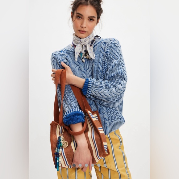 NWT FREE PEOPLE Clara Canvas Tote | Honey MSRP $58 - Picture 6 of 10